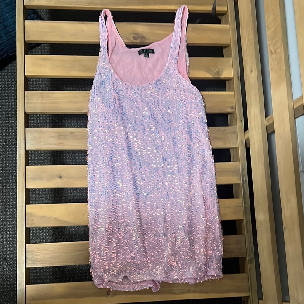 Pink Sequin Mini Dress
